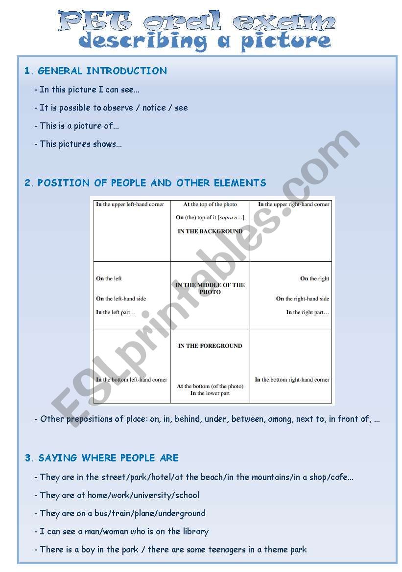 How to describe a picture. Pet oral exam and other B1 level