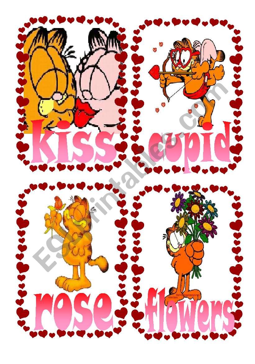 Garfield Sant Valentines Day Flashcards 1/2