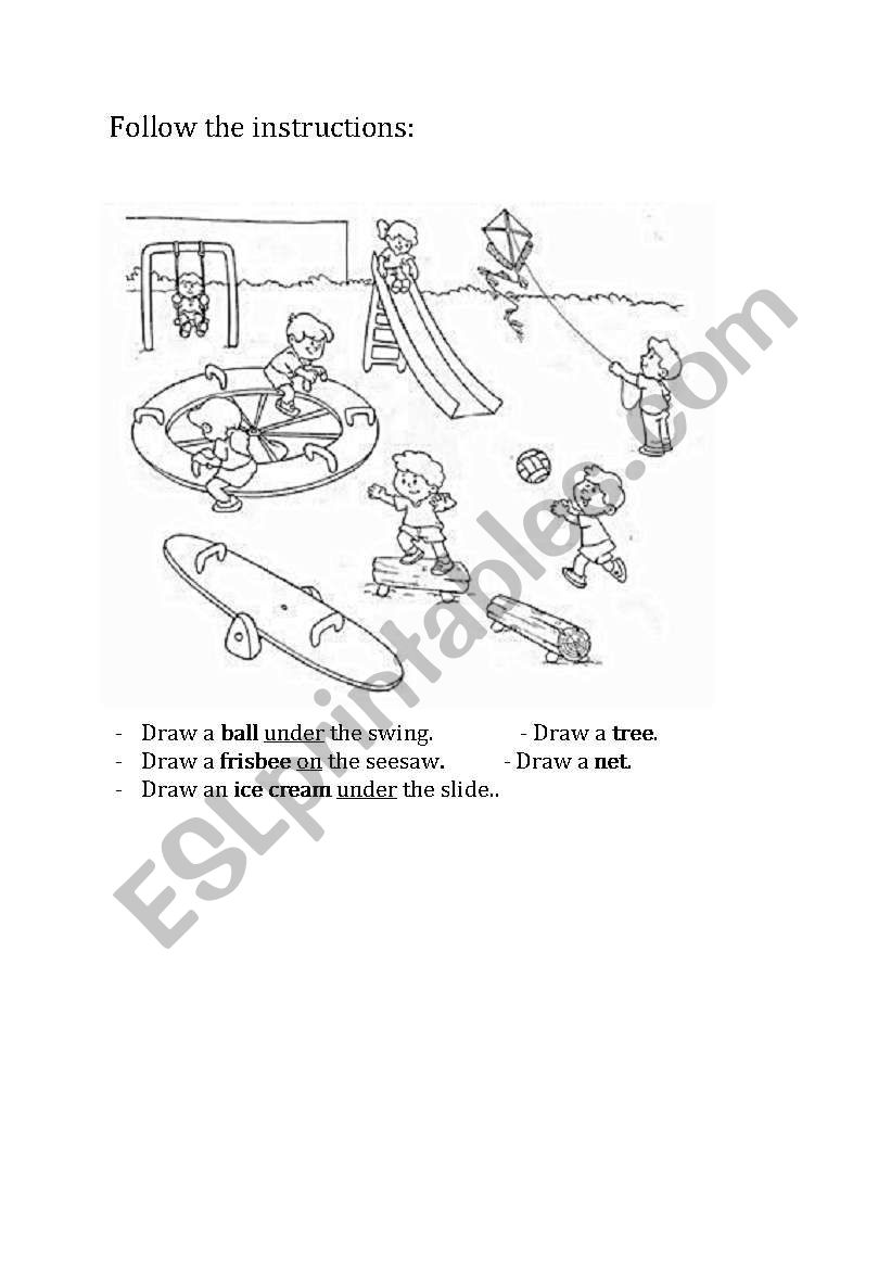 Follow instructions - Park worksheet