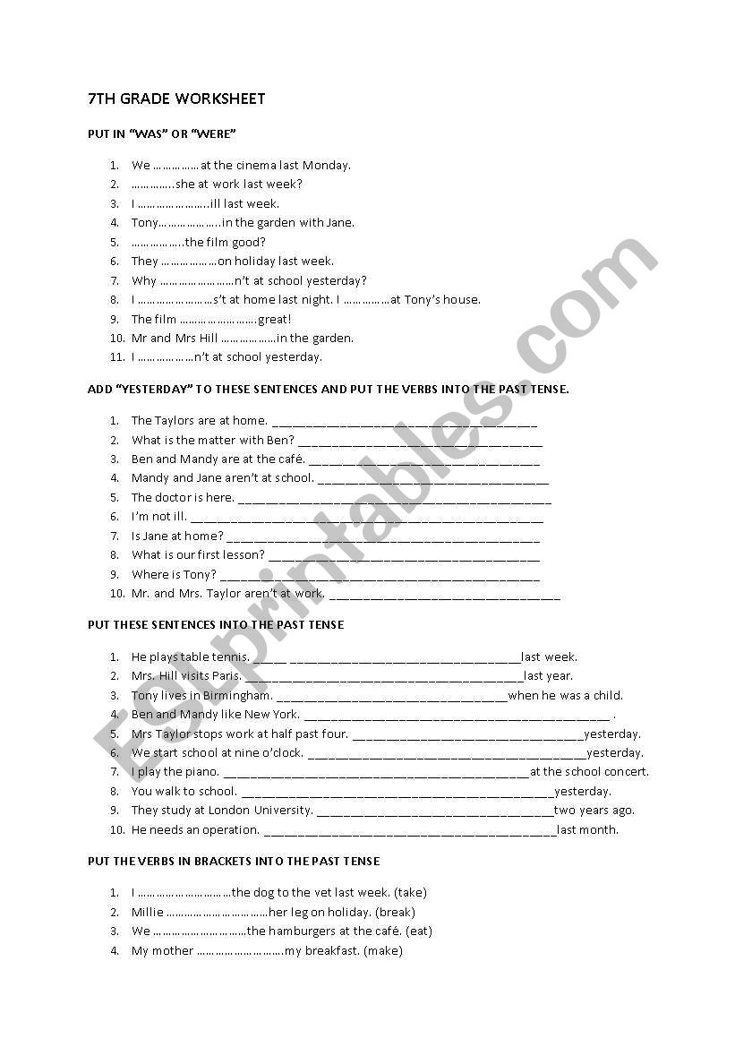 past simple worksheet