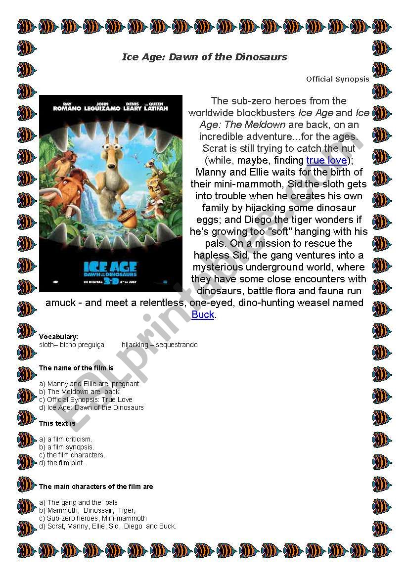 Exercice about film Ice Age worksheet