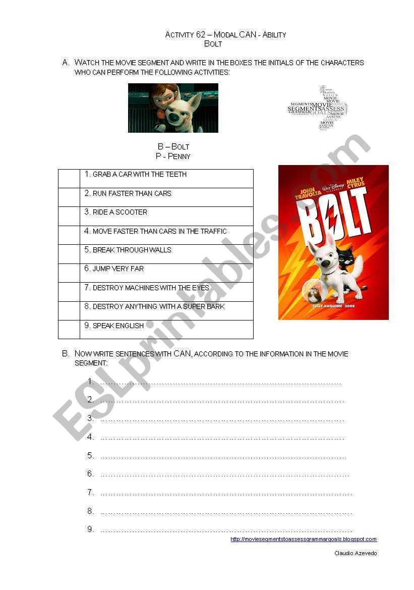 Bolt worksheet