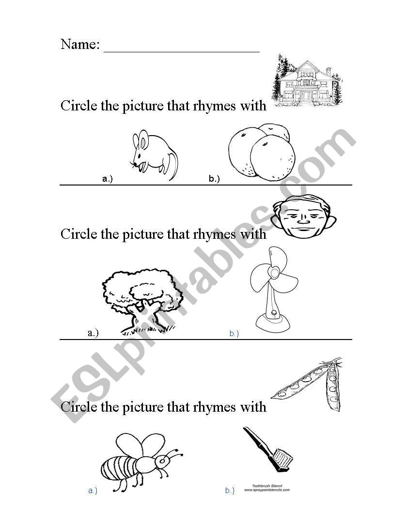 Kinder Rhymes Worksheet worksheet