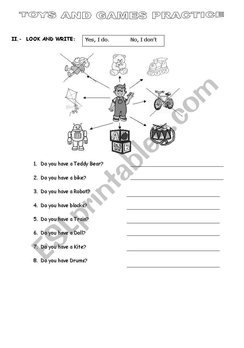 Lets practice our toys worksheet