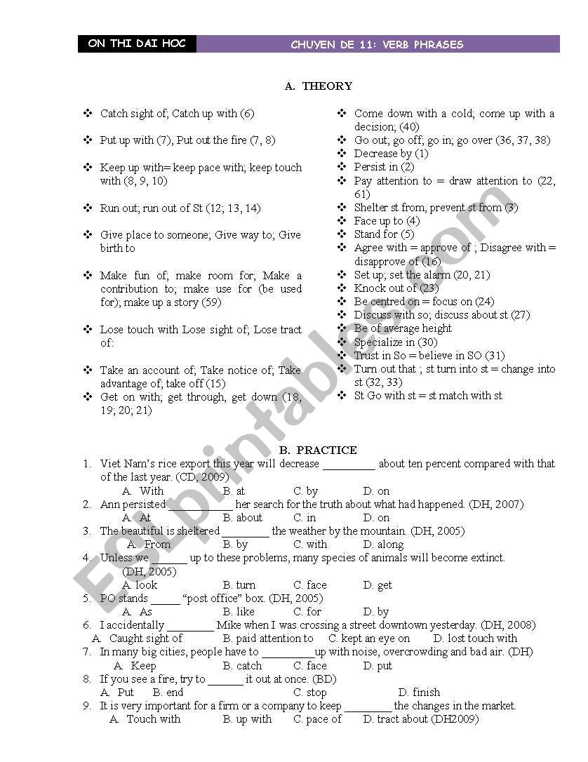 PHASAL VERBS worksheet