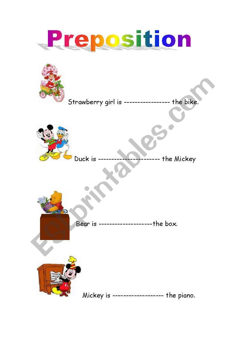 CARTOON PREPOSITION worksheet