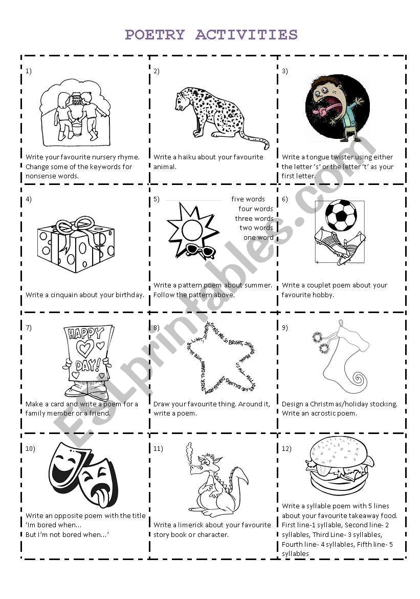 Poetry Activities  worksheet