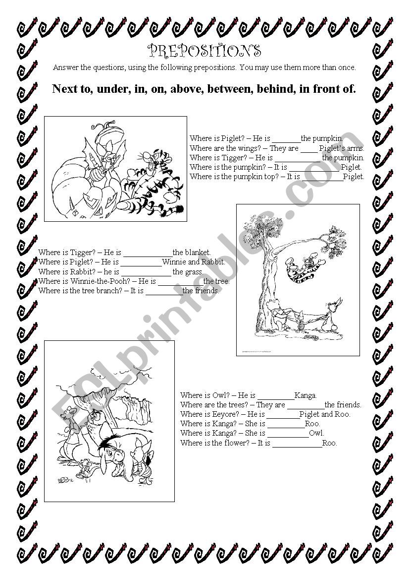 Winnie the Pooh and prepositions