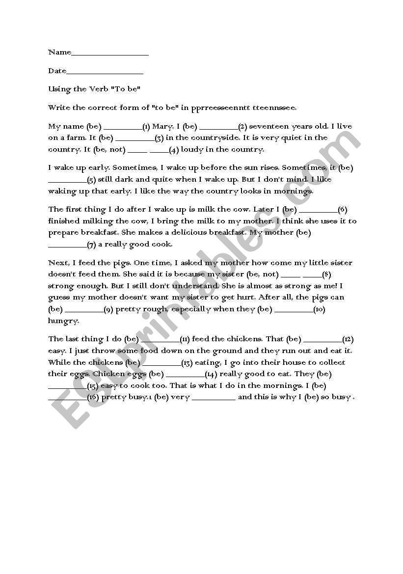 past  - present tense worksheet