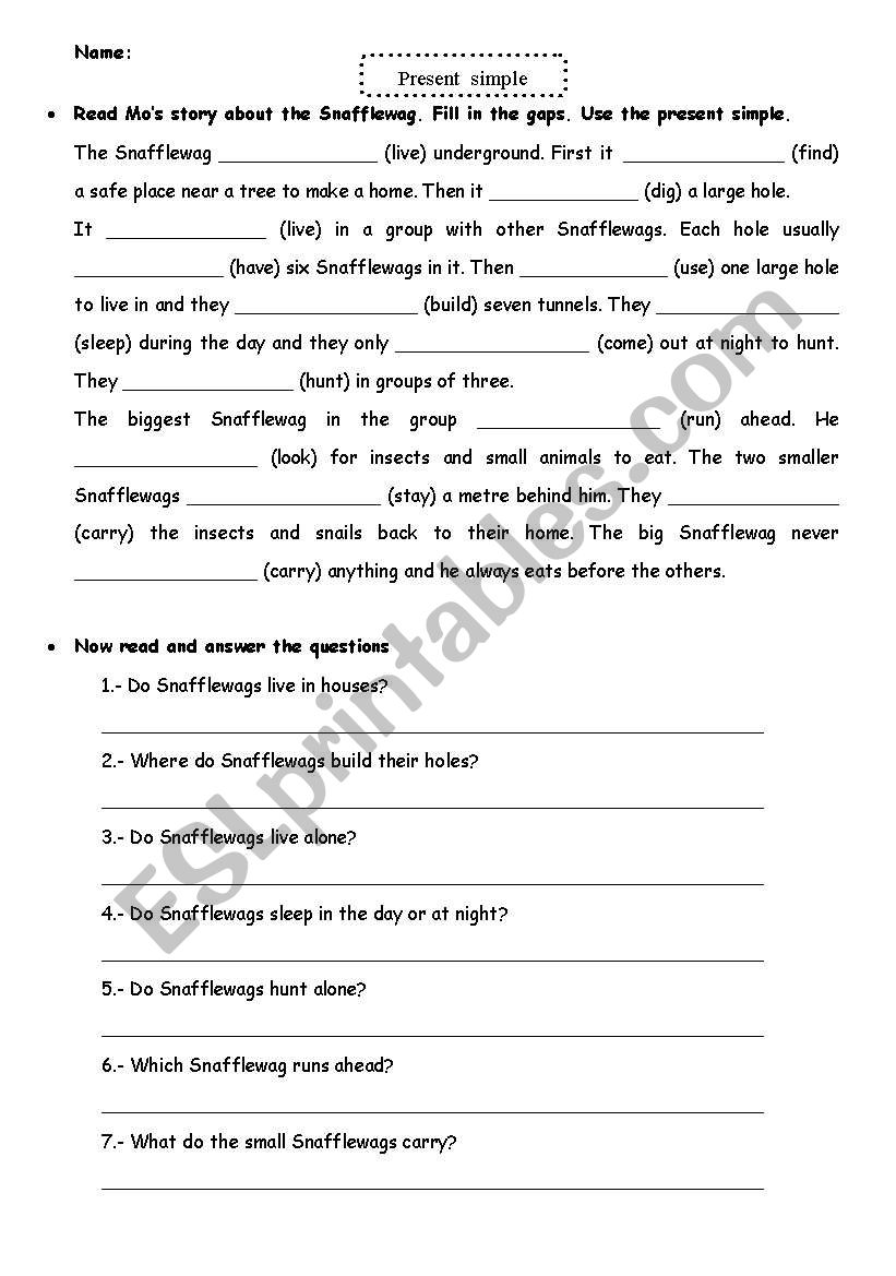 Present Simple worksheet