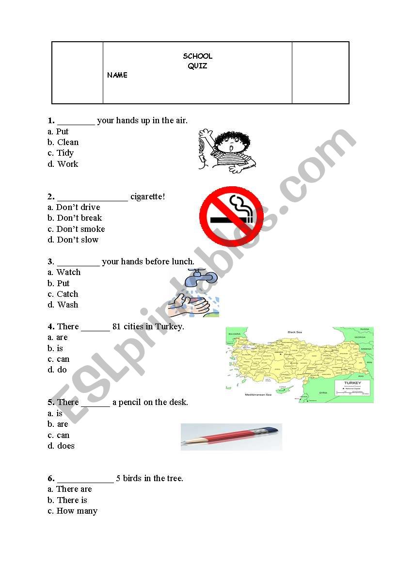 A SCHOOLQUIZ worksheet