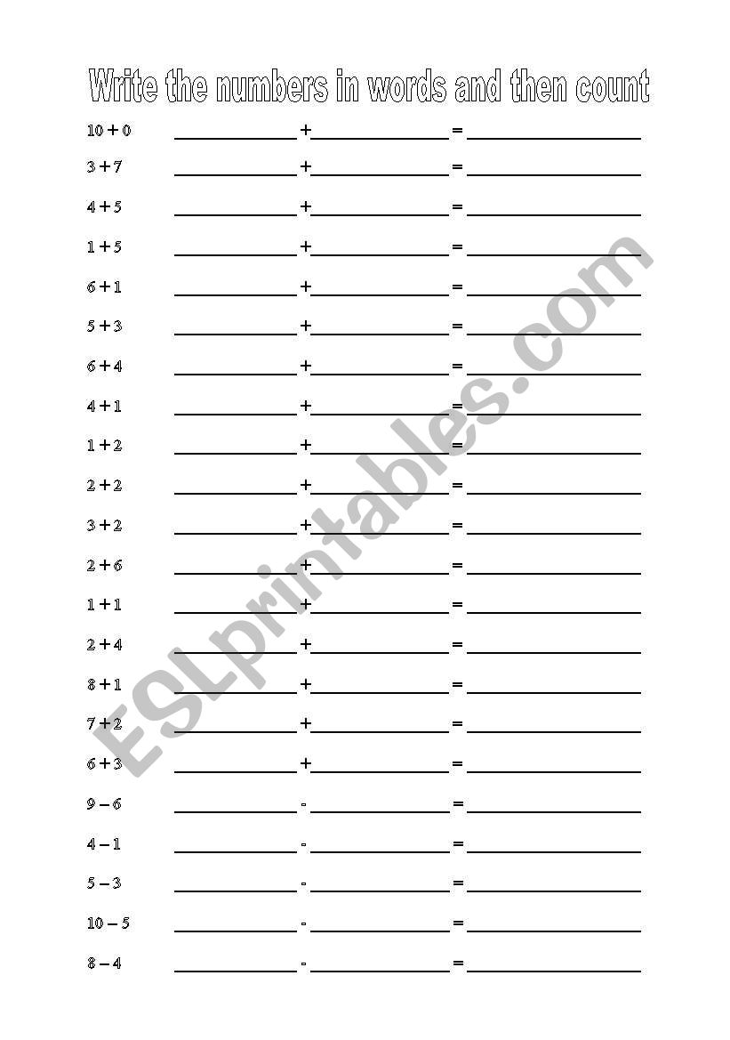 Numbers 1-10 worksheet