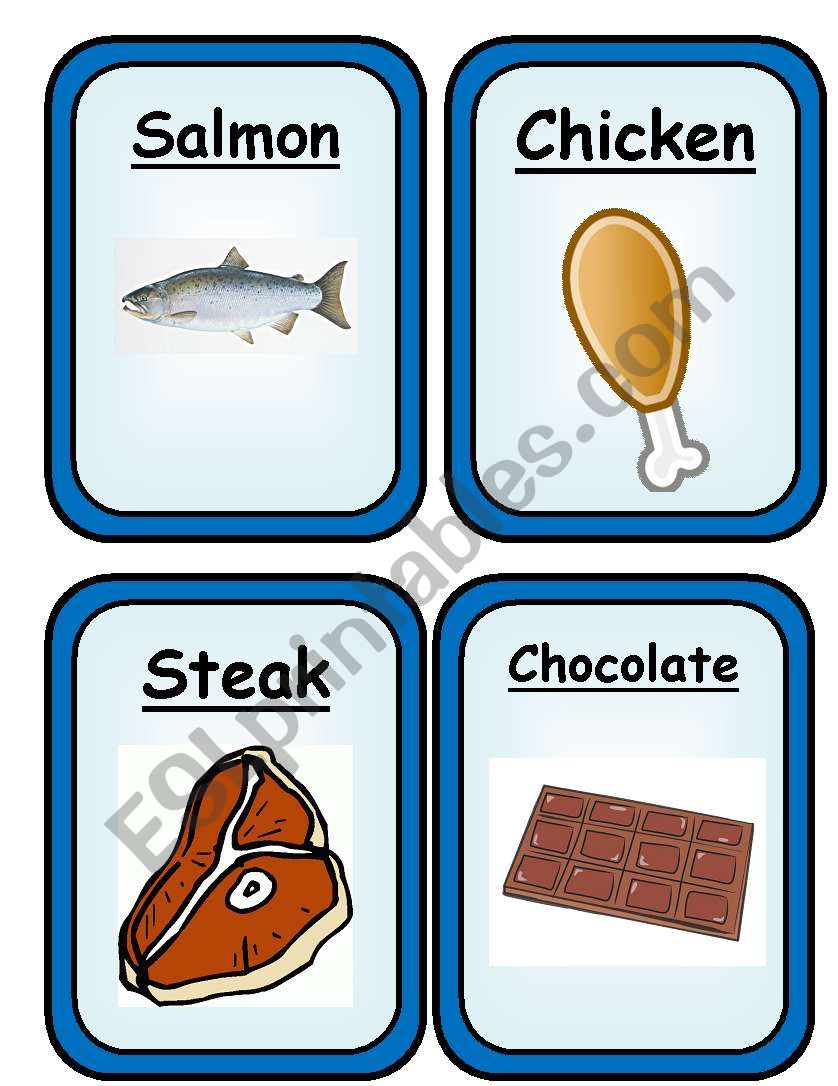 Meat and fish flashcards worksheet