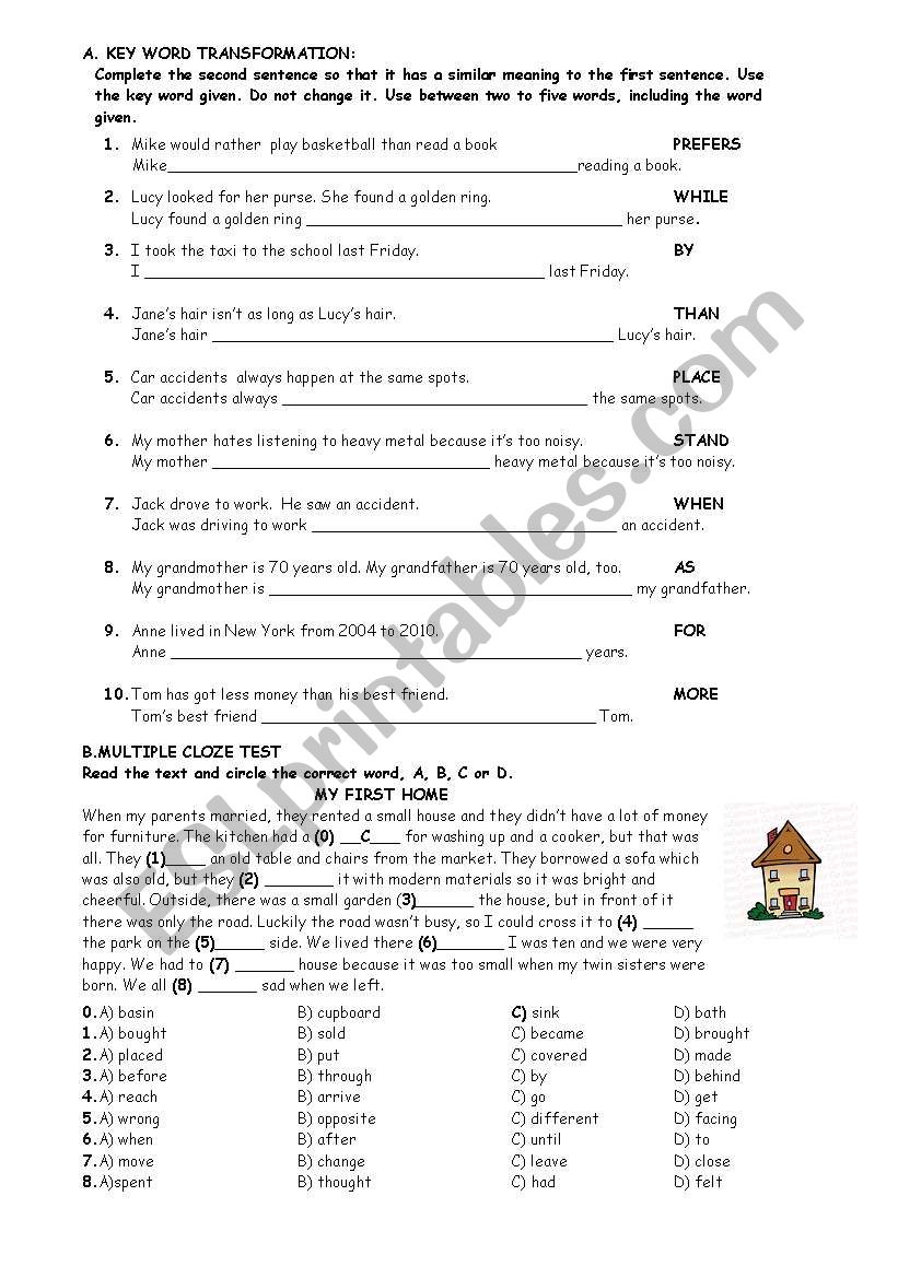 KET Reading-writing pratice tests