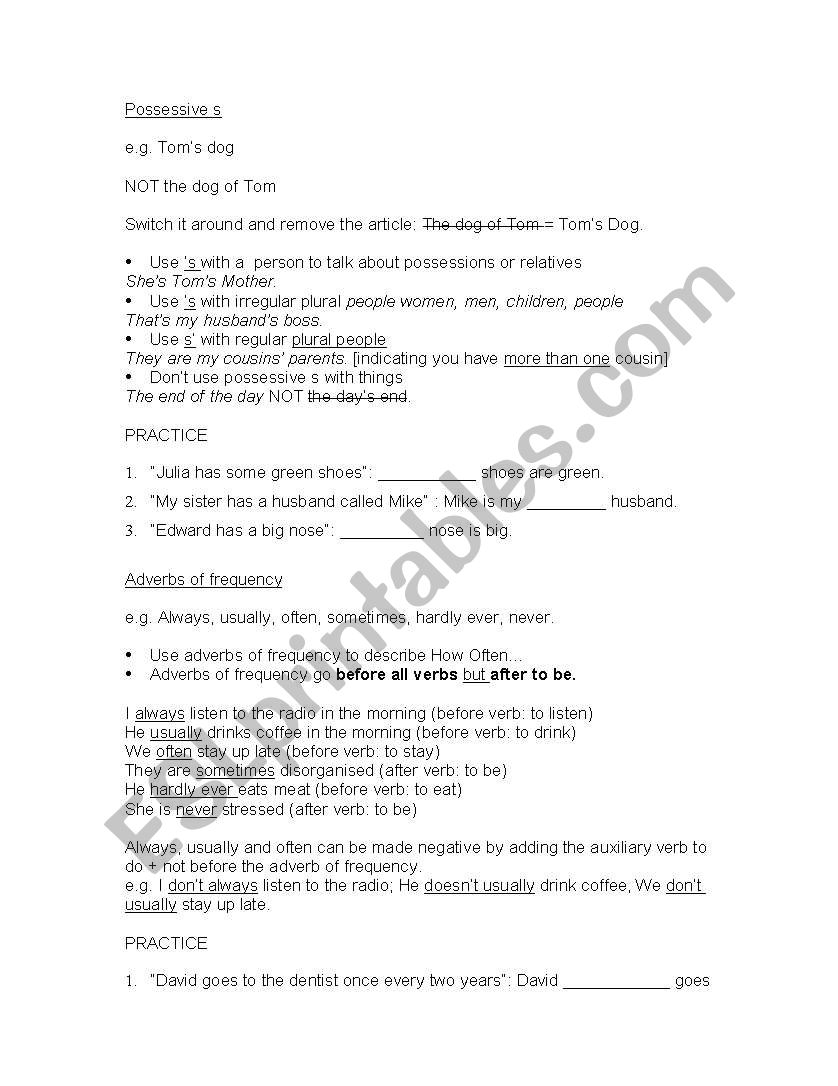 Elementary Grammar introduction summary
