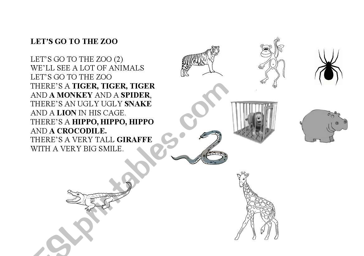 LETS GO TO THE ZOO worksheet