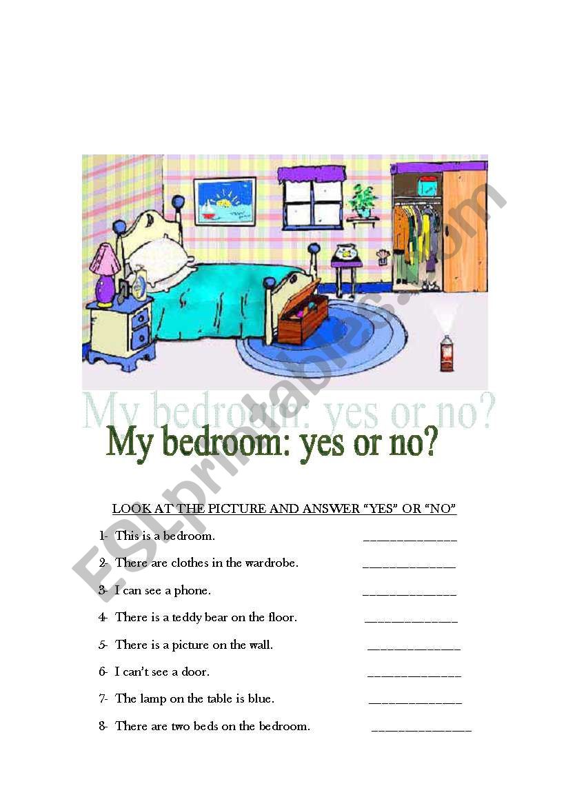 MY BEDROOM worksheet