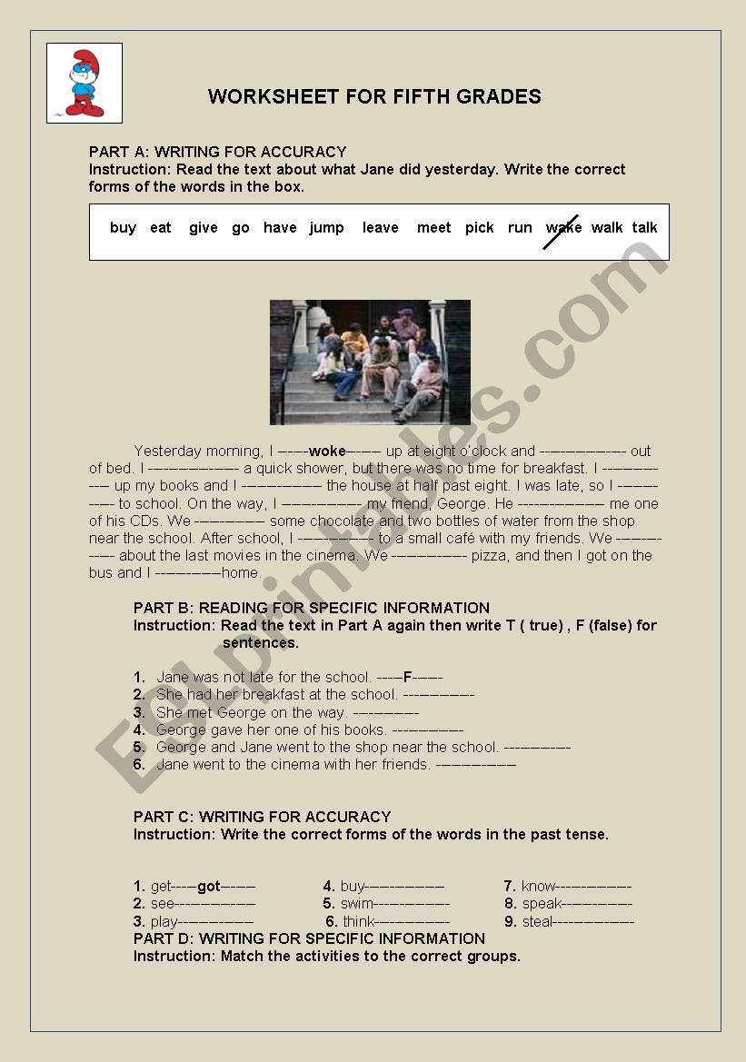 worksheet about past tense verbs 