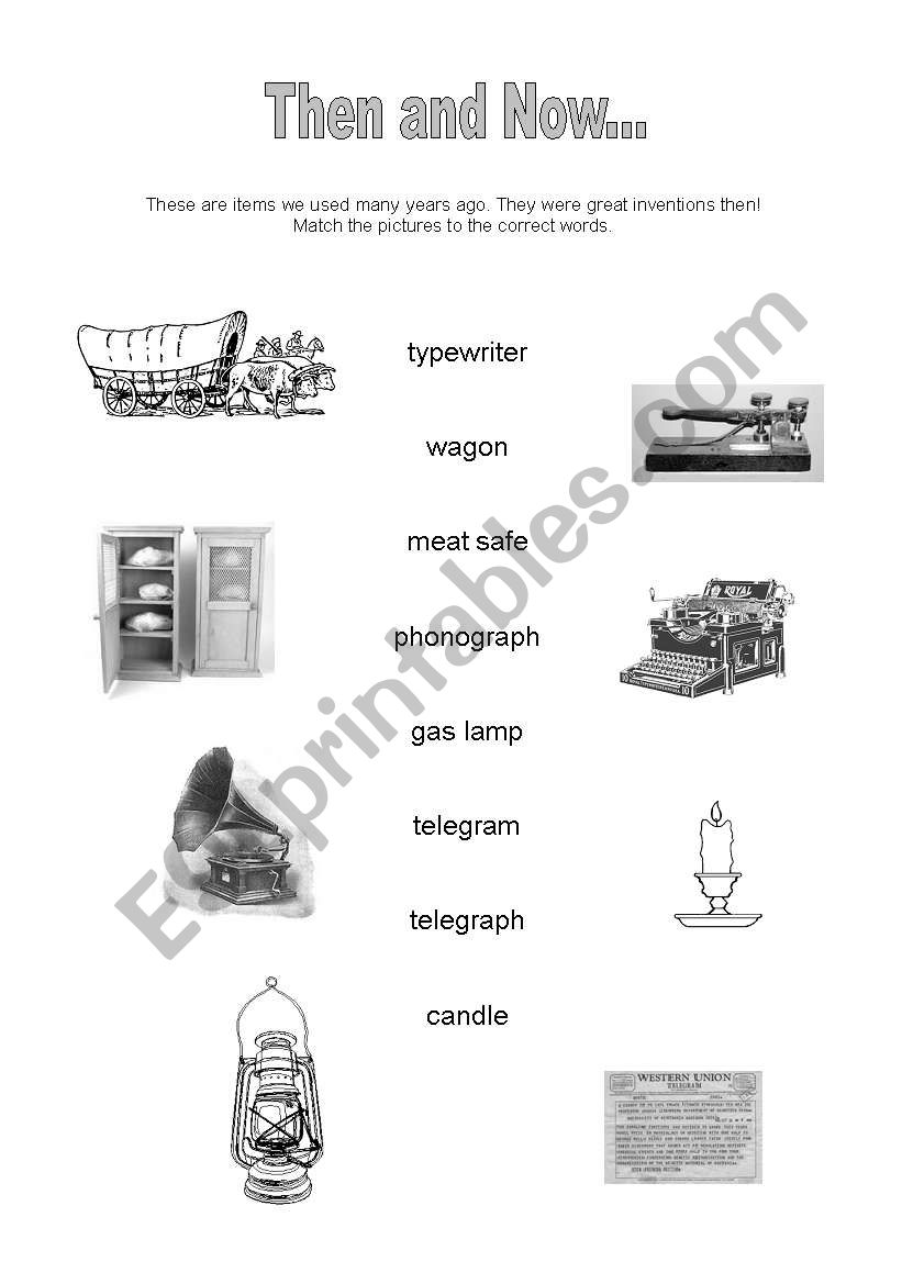 Technology - Then and Now - worksheet #2