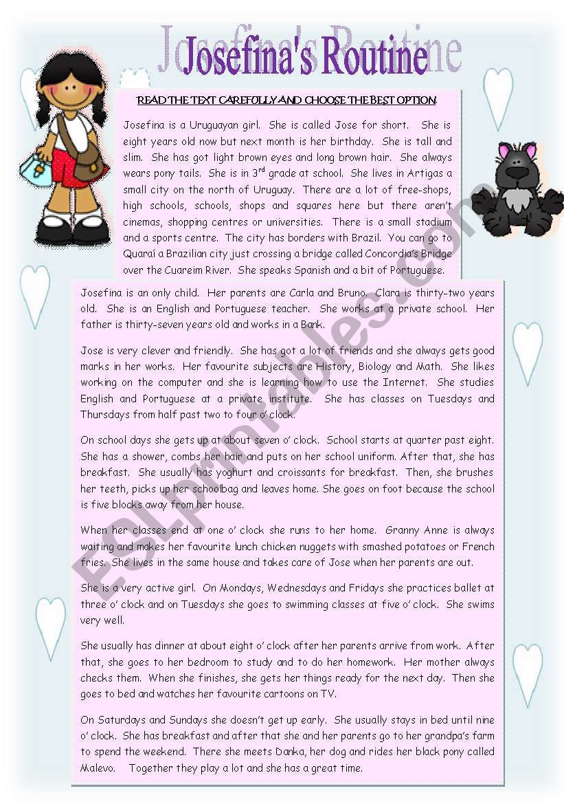 JOSEFINAÂ´S ROUTINE worksheet