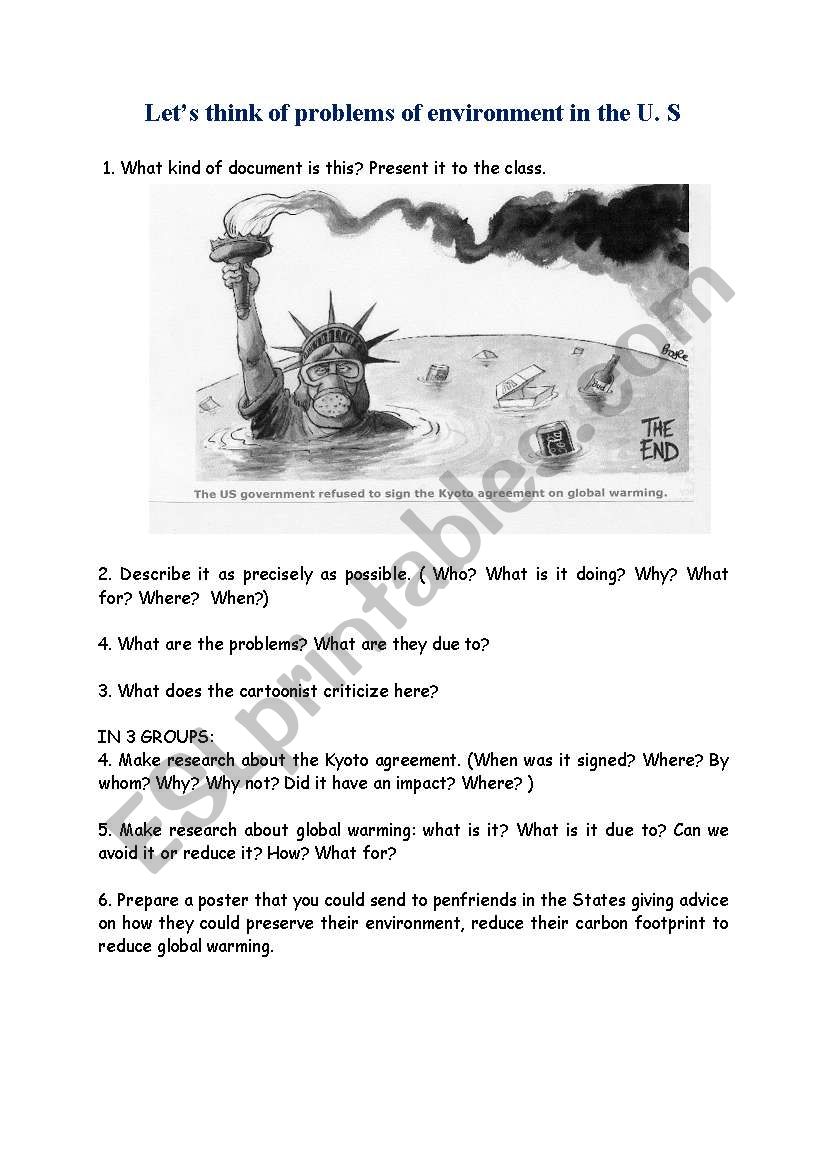 Problems of environment worksheet