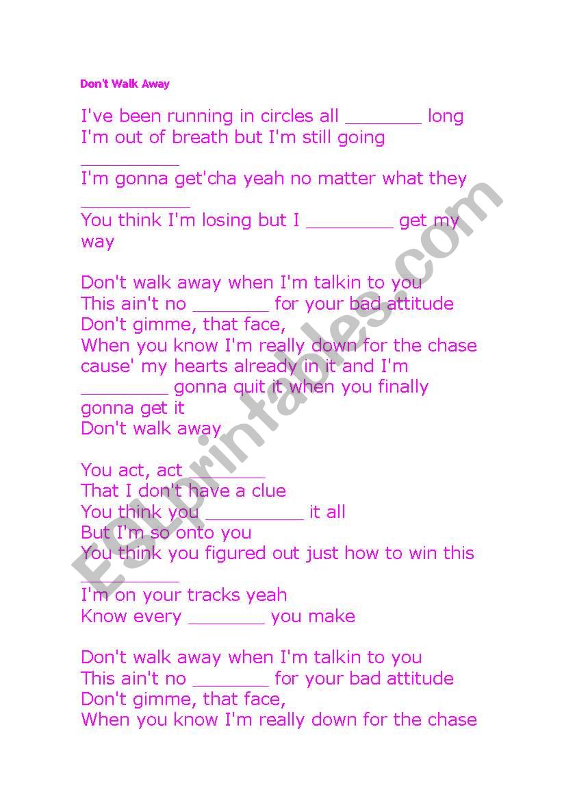 DONT WALK AWAY - HANNAH MONTANA