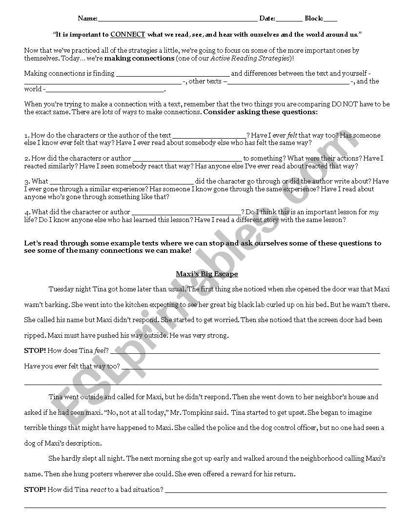 Making Connections worksheet