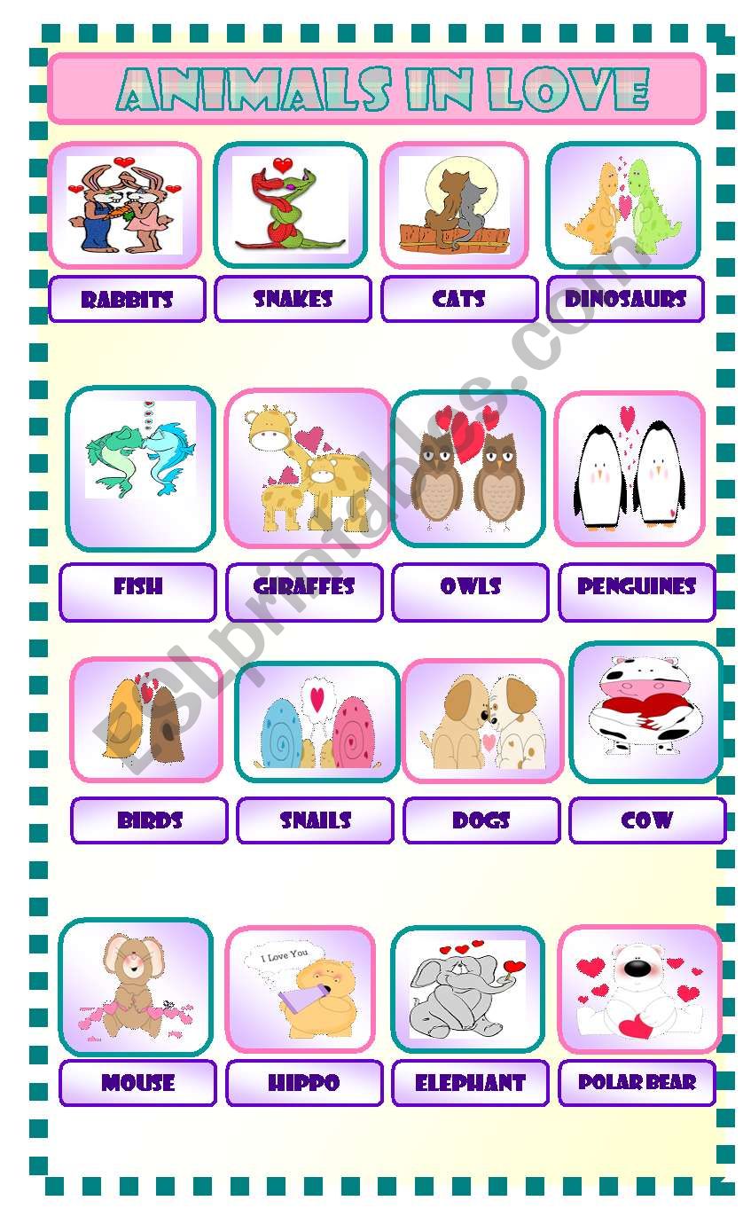 Animals in Love worksheet