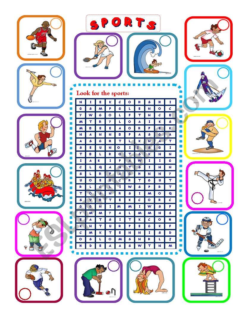 -16 Sports- WORDSEARCH  worksheet