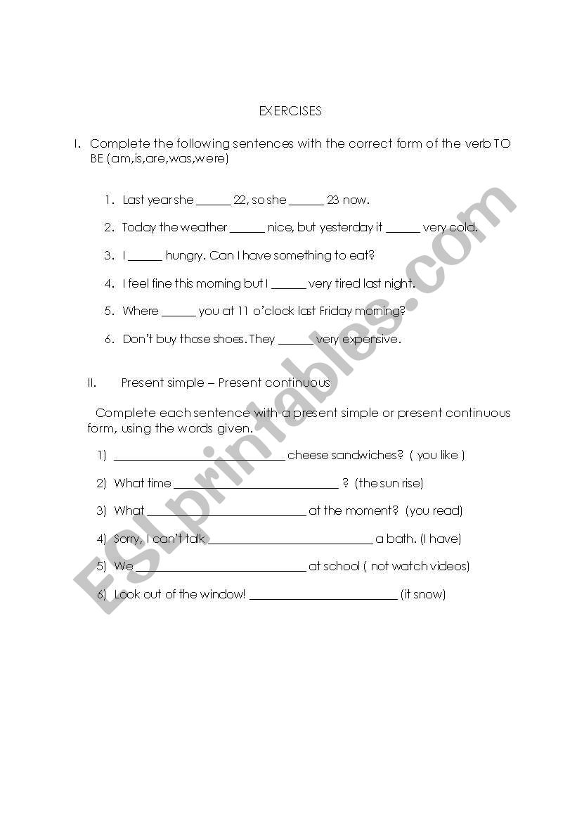 Grammar exercises worksheet