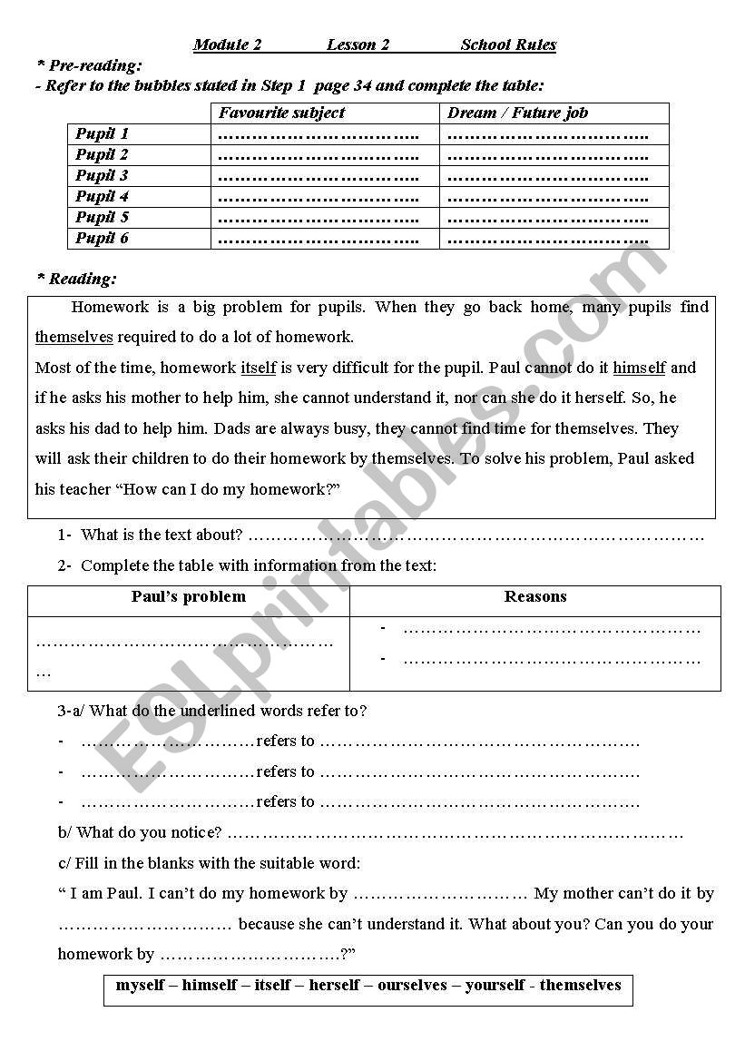 school rules worksheet