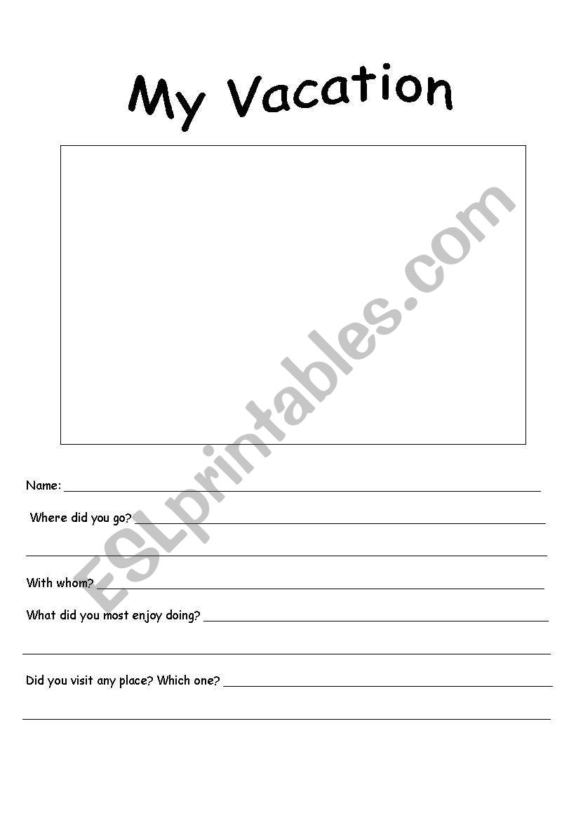 My Vacations worksheet