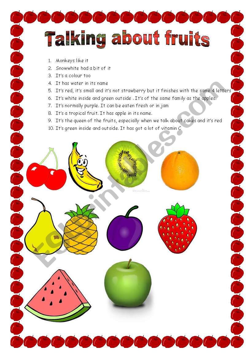 talking about fruits worksheet