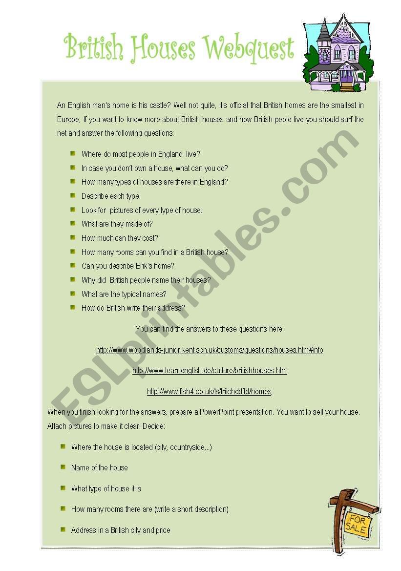 British houses webquest worksheet