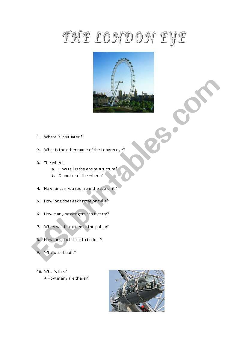 The London Eye worksheet