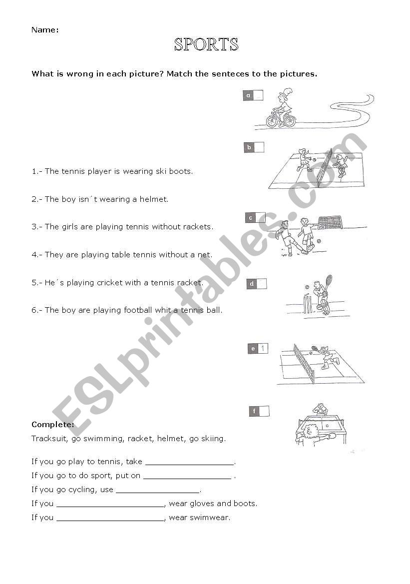 Sports worksheet