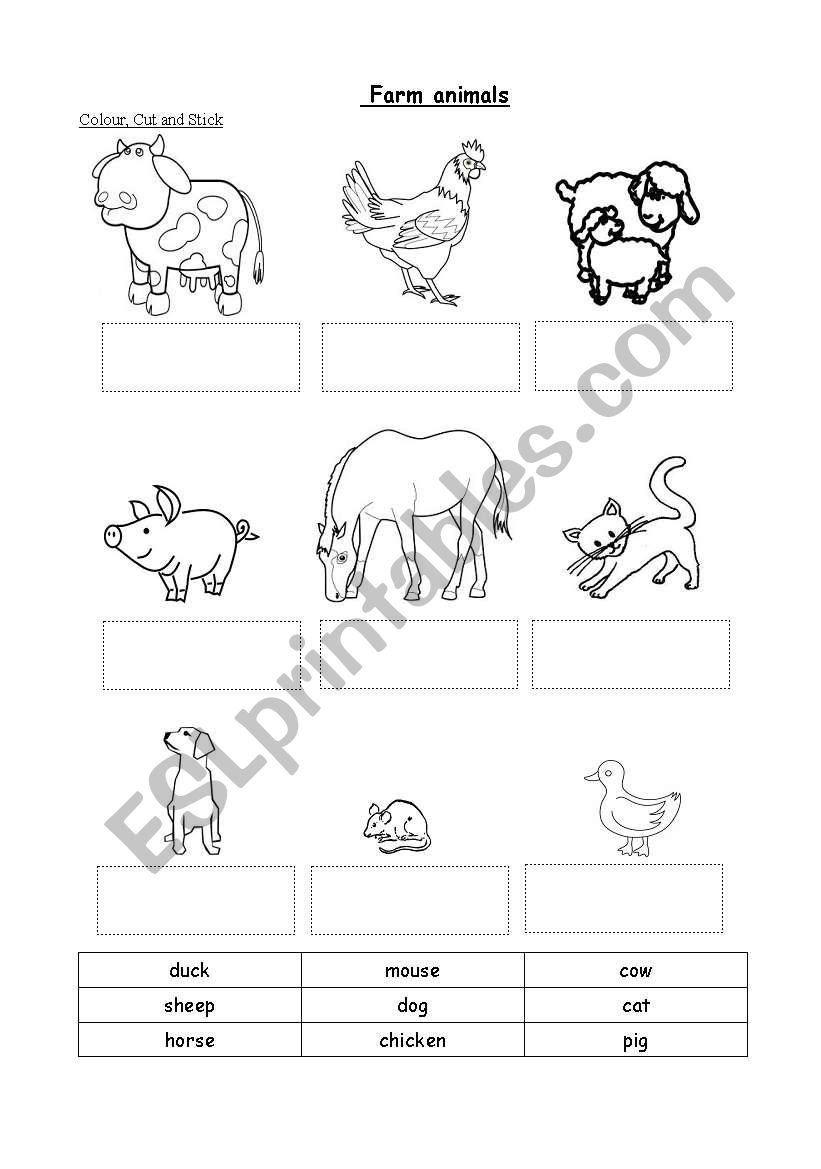 Farm animals worksheet