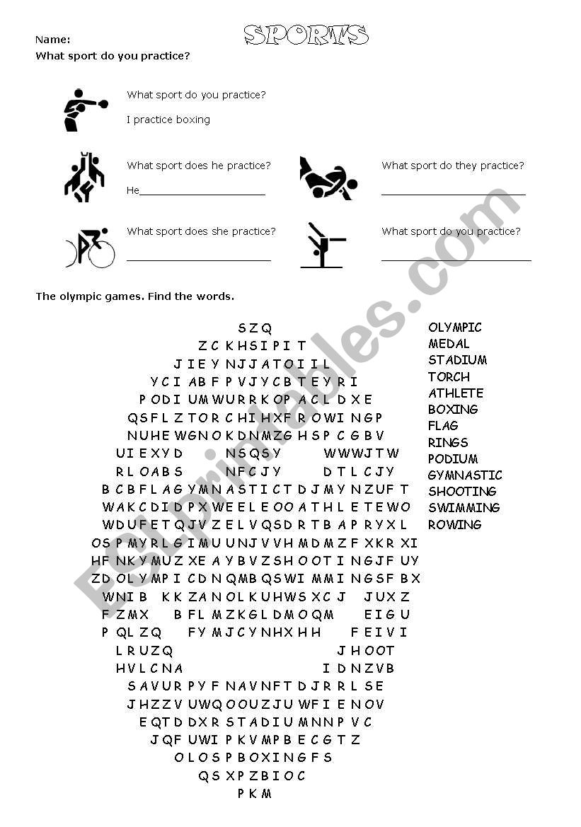 Sports worksheet