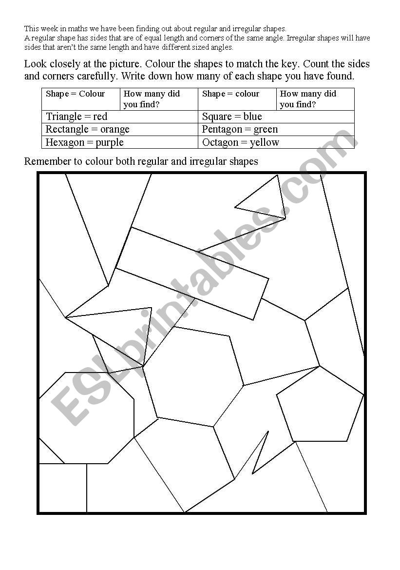 Irregular shapes worksheet worksheet