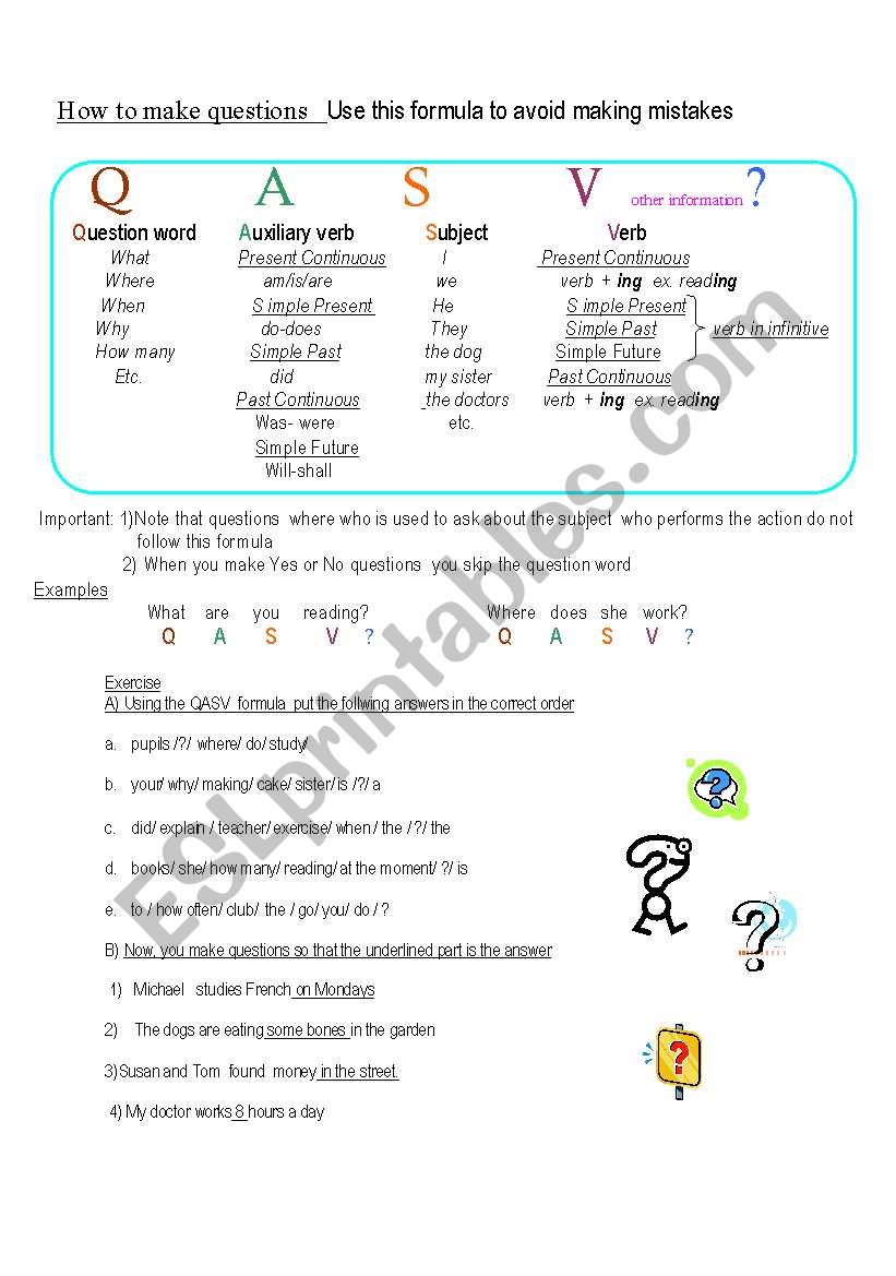 HOW TO MAKE QUESTIONS worksheet