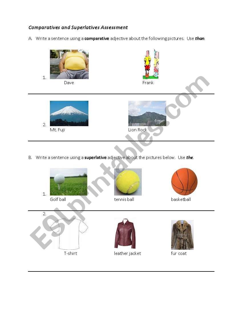 comparative worksheet worksheet