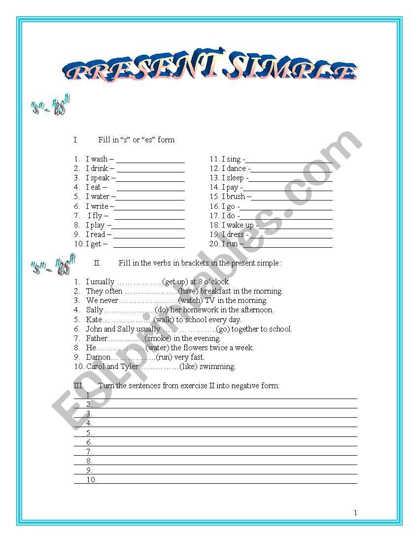 present simple worksheet