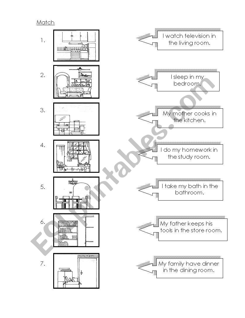 parts of the house worksheet