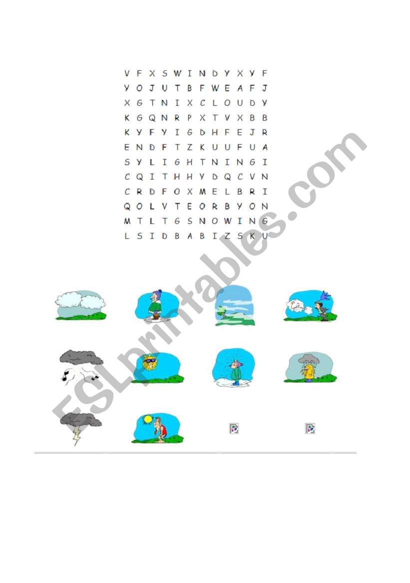 Weather wordsearch worksheet