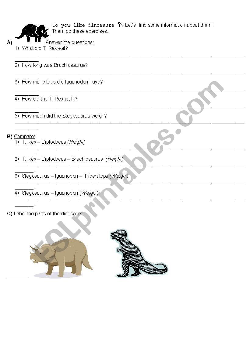 Dinosaurs worksheet