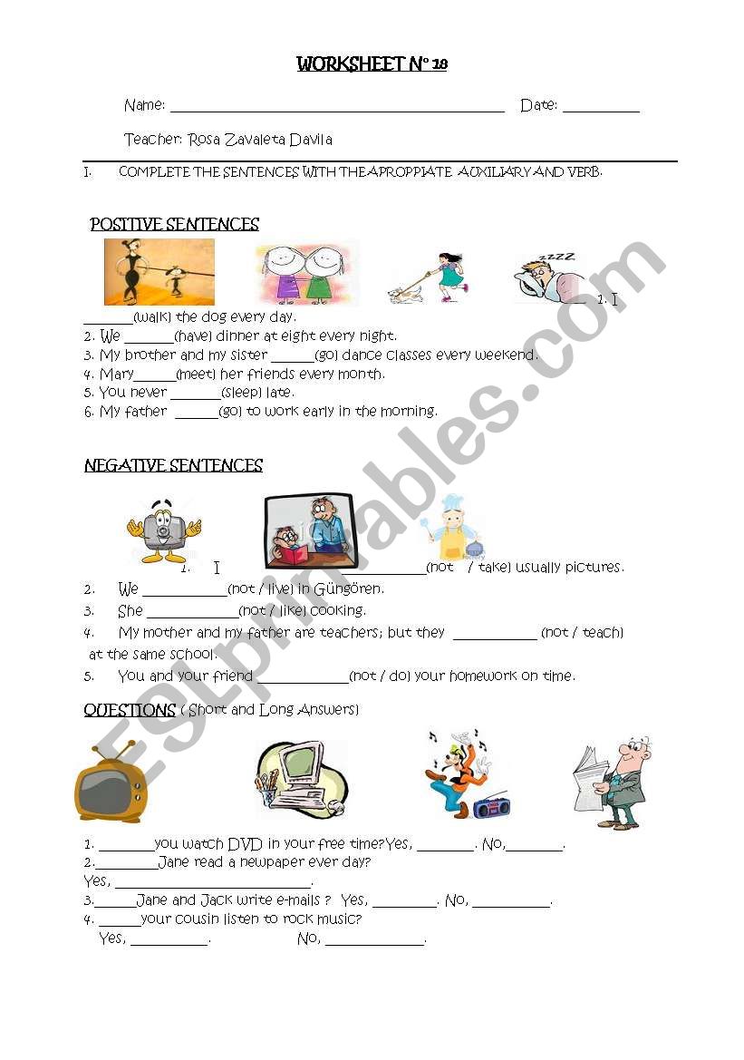 present simple worksheet