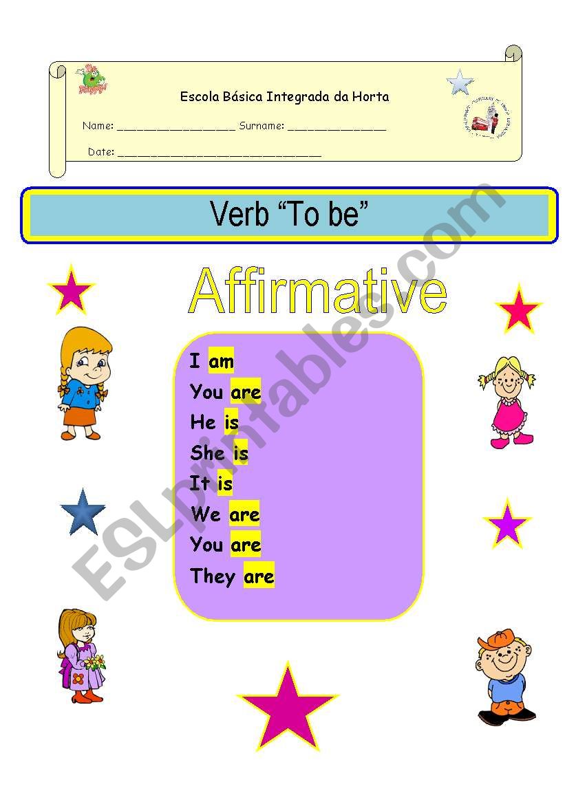 VERB TO BE worksheet