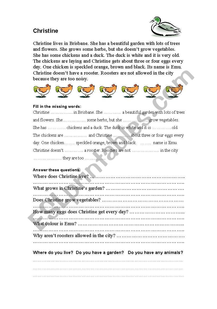 Christine worksheet