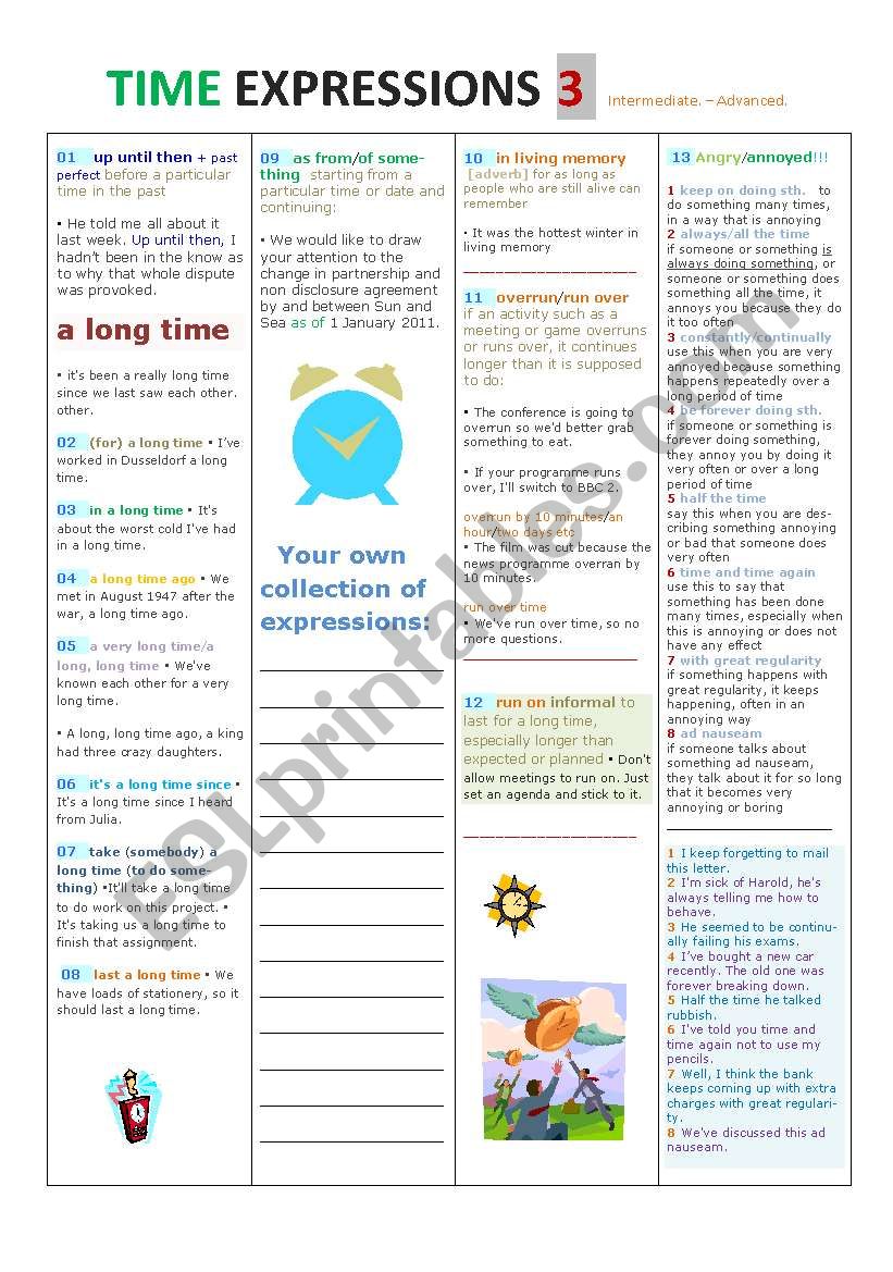 Times Expressions Part 3   worksheet