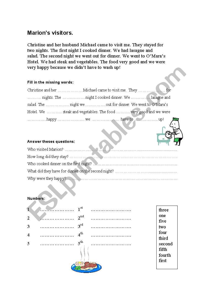 Visitors worksheet